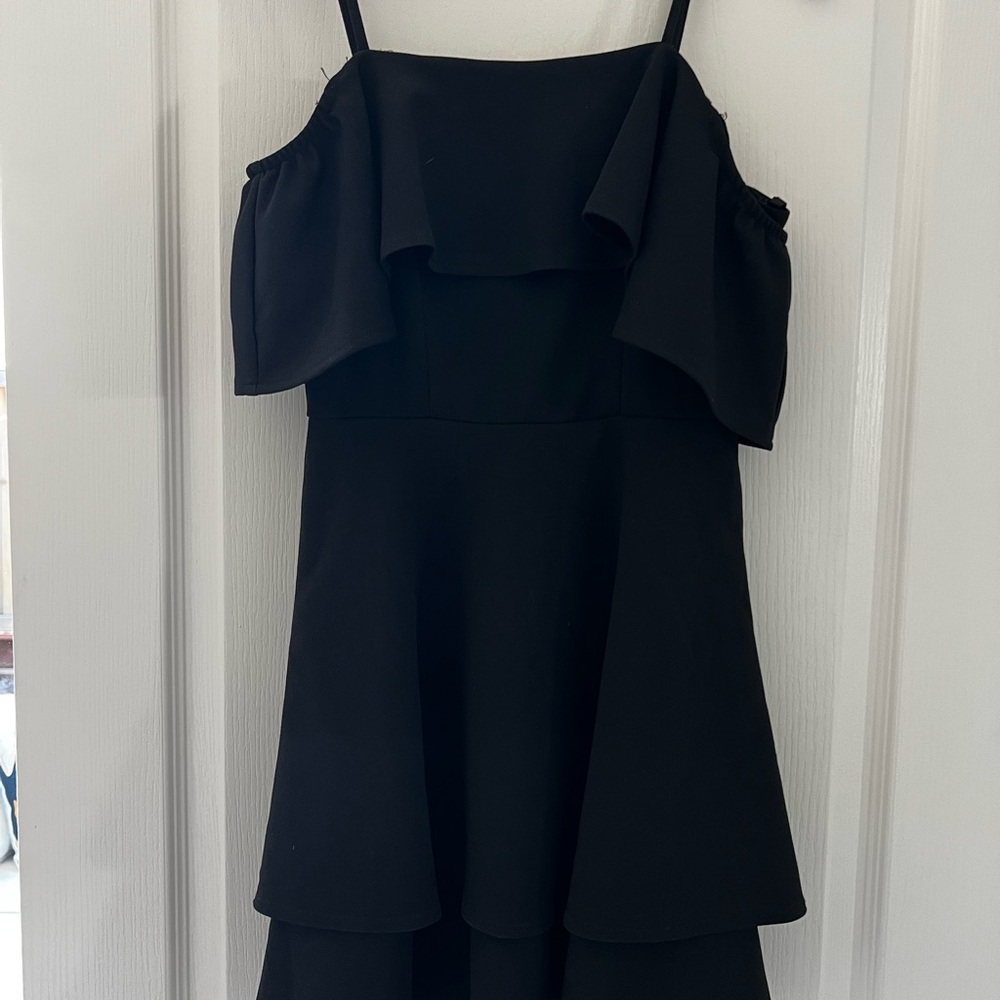 B Darling Black Off-Shoulder Ruffle Dress
